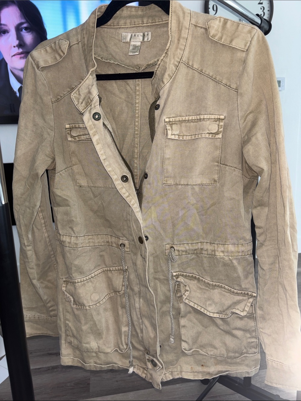 Kenar Tan Drawstring Utility Jacket with Flap Pockets